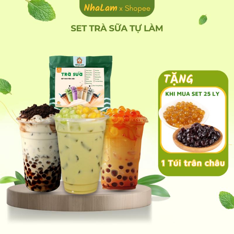 TOP Set Nguyên Liệu Trà Sữa Trân Châu NHALAM FOOD 12-15 Ly Trà Thái Xanh, Đỏ,…