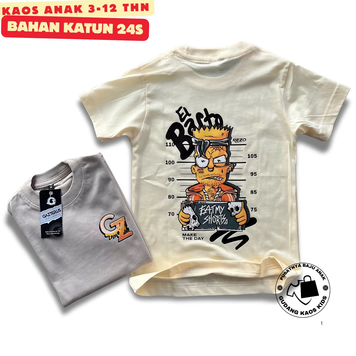 Kaos Distro Anak Laki-Laki Combed Katun Premium Quality - Fashion Perempuan Daily 6-7 Tahun