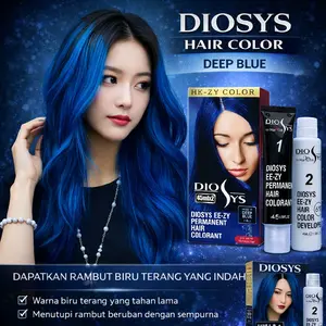 Pewarna Rambut DEEP BLUE BIRU  EZ-17 Permanen Cat Rambut  Blonde  diy hair color semir 45ml  rambut tahan lama creamy