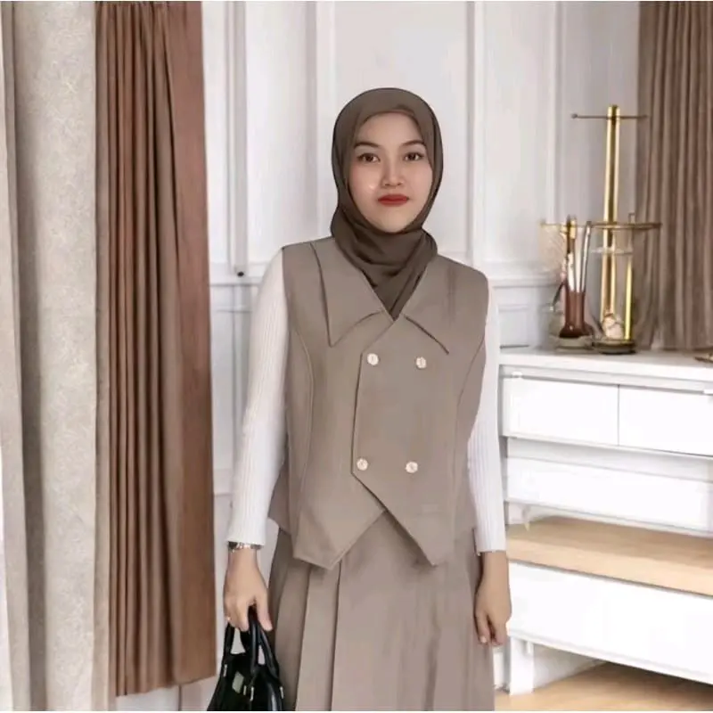 NINA VEST / VEST BASIC WANITA / Vest Semiwol Atasan Wanita Crop EVI Vest Casual 6
