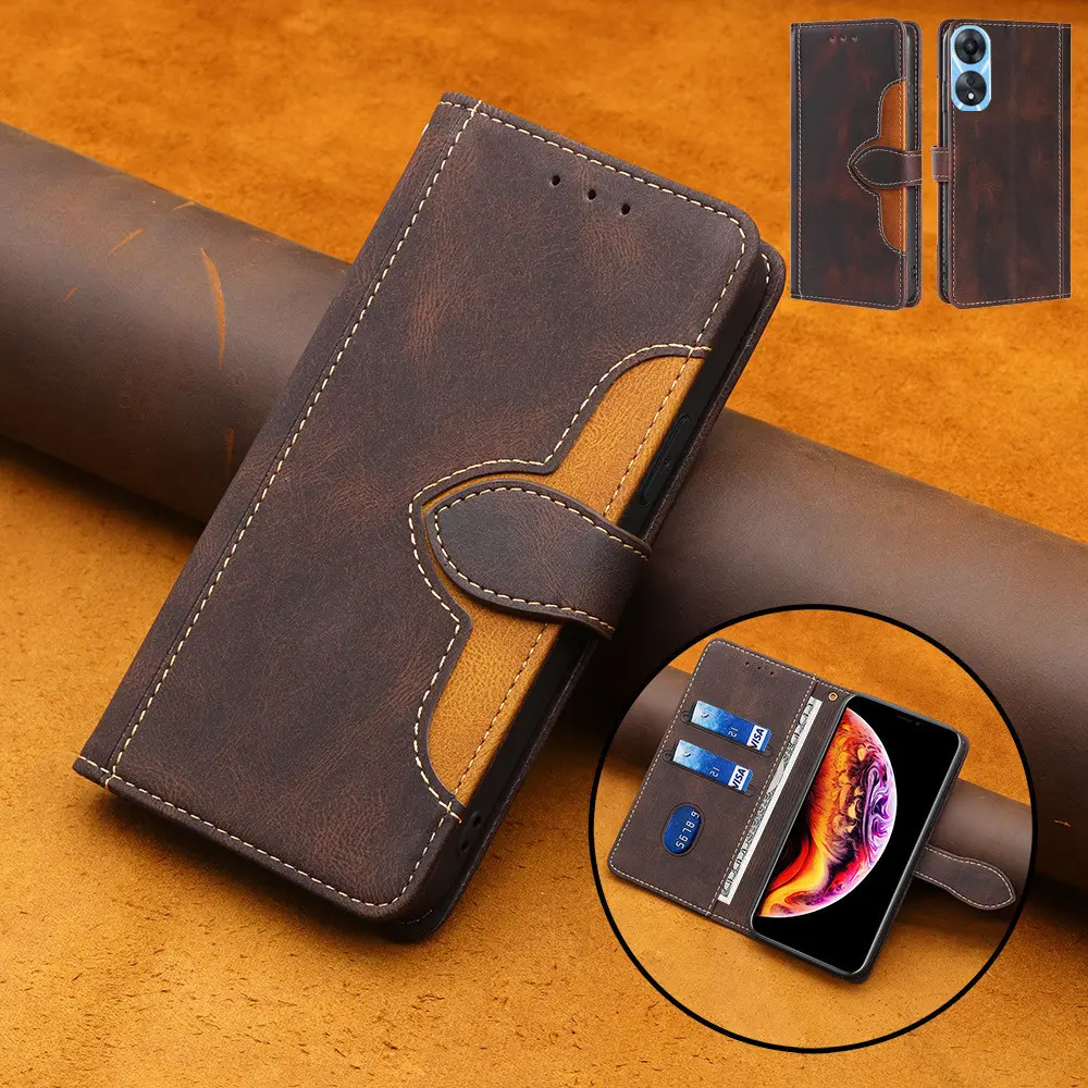 Casing PU Kulit untuk OPPO A58 5G/OPPO A78 5G Flip PU Dompet Keranjang Slot Siaga Menutupi Kasus Ponsel