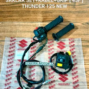 PAKET SAKLAR SET + KABEL + HANDGRIP [ 45F ] SUZUKI THUNDER 125 NEW THROTTLE CABLE HOLDER SWITCH KANAN KIRI HANDPED GRIP SLONGSONG PIPA GAS HIGH QUALITY