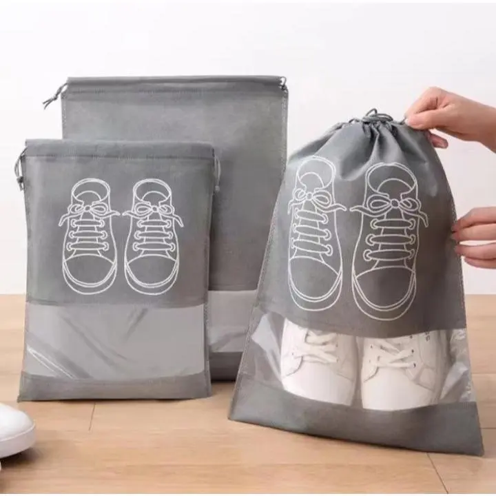 LH Tempat Sepatu Tali Serut Anti Air Tas Serut Sepatu/Sendal Wadah Sepatu Serut Travel Kantong Sepatu 4