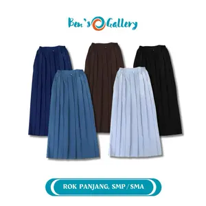 Seragam Sekolah Rok Panjang Putih Sekolah Biru Rempel SMP SMA Hitam Lipit Panjang Fashion