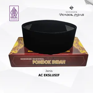Songkok PONDOK INDAH AC EKSLUSIF Hitam Bludru Eagle Velvet Premium