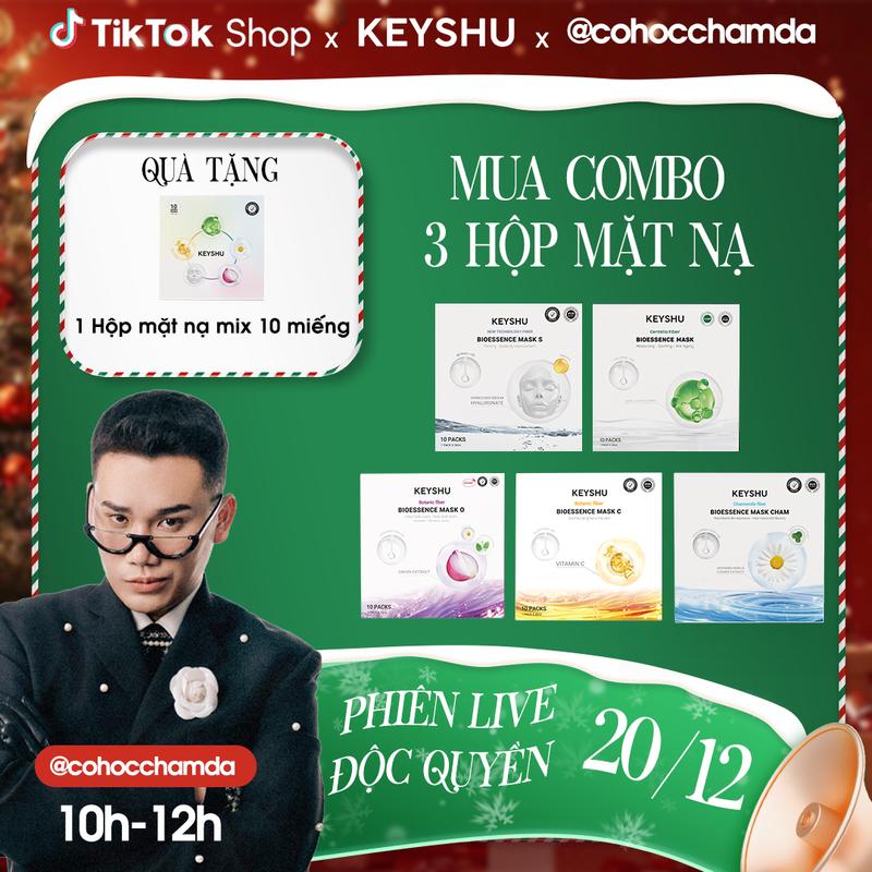   DEAL ĐỘC QUYỀN COHOCCHAMDA  Combo 3 Hộp Mặt Nạ Sợi Xơ Rau Má Centella Fiber KEYSHU Dưỡng Ẩm Làm Mềm Da Hỗ Trợ Ngăn Ngừa Lão Hóa 10 Miếng 30ml 