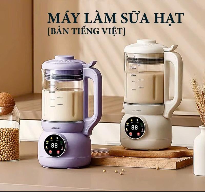  Máy làm Sữa Hạt OSTMARS Cối Thủy Tinh Bản Tiếng Việt Đa Chức Năng Nấu Dung Tích 1100ml Dao 10 Cánh Xay Sinh Tố 