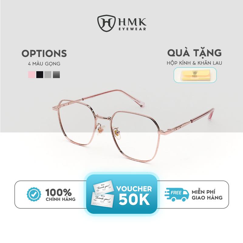 Gọng Kính Kim Loại HMK Eyewear Dáng Đa Giác Thời Trang Trendy Unisex Nam Nữ Mỏng Nhẹ Chắc Chắn - KL69008