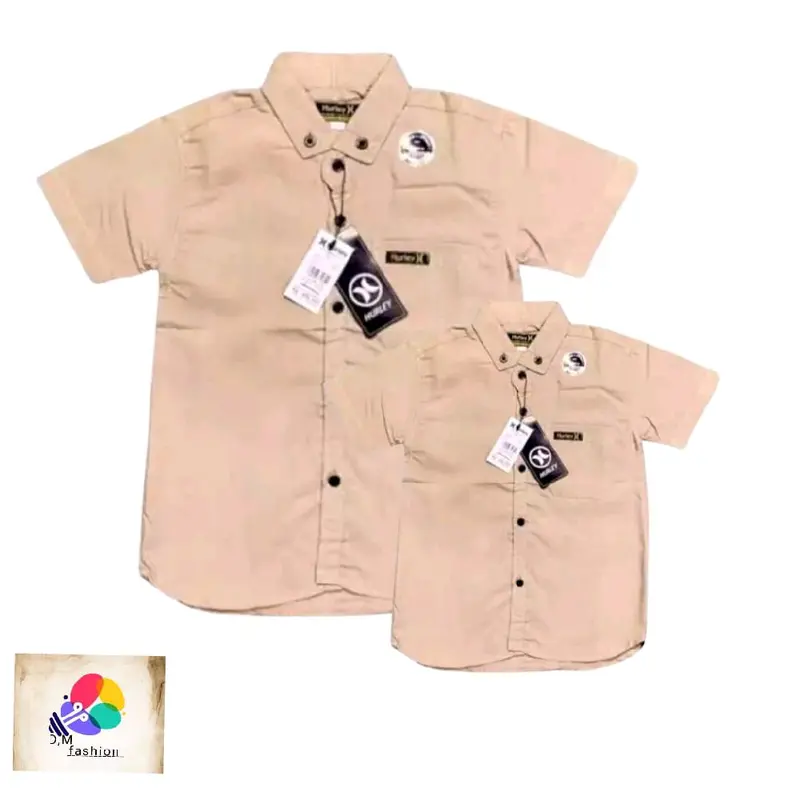 kemeja polos Couple ayah dan anak baju terlaris Pasangan Katun Pendek Atasan 5