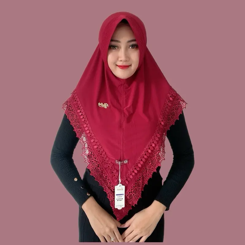 Indah Store - Hijab Instan Bergo Pet Jersey Doubel Renda Senada Valencia By Rafillah Busa Muslim 6