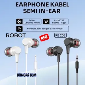ROBOT RE20E Headset Earphone Berkabel dengan Desain Tahan Lama dan Kualitas Suara Jelas