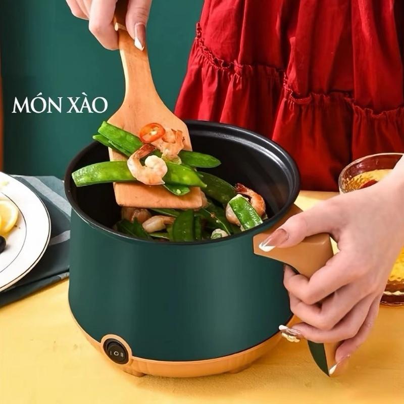 Nồi Lẩu Điện Mini 2 tầng, Ca Mì 2 Tầng,Tặng Giá Hấp INOX Nướng, Luộc, Chiên…