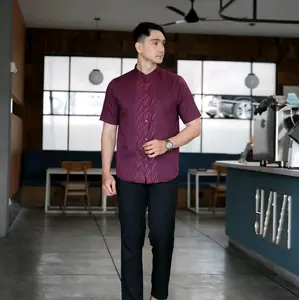 Baju Muslim Pria Dewasa Lengan Pendek Koko Kurta Motif Embos M L XL XXL Bahan Katun Toyobo Premium Terbaru 2026
