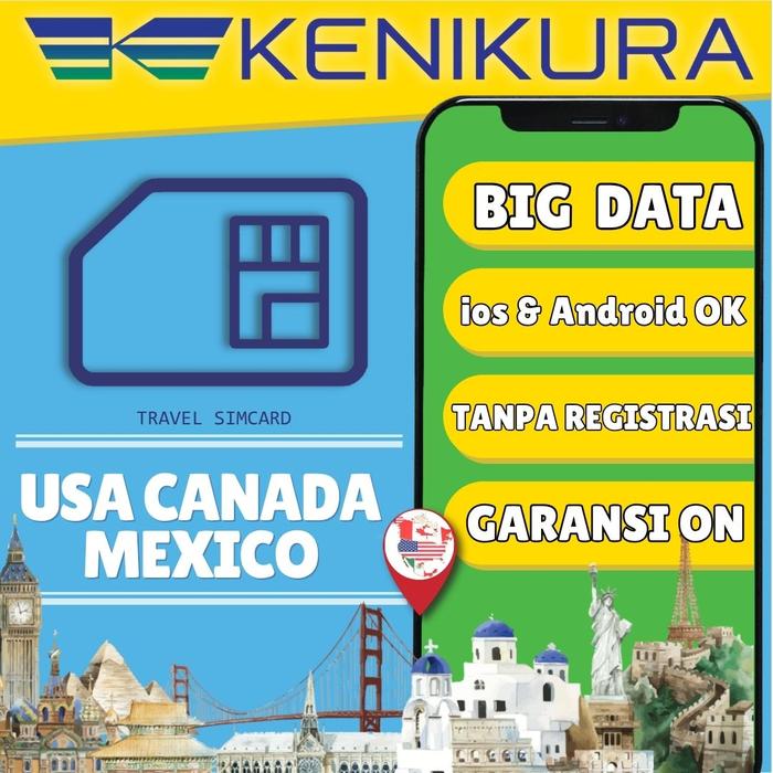 Gambar SIM Card USA Canada Mexico Kuota Data Besar | America Kanada Meksiko SimCard Internet Travel | Kenikura - 5 Days, 3GB dari Kenikura Tour Kota Tangerang Selatan Tokopedia