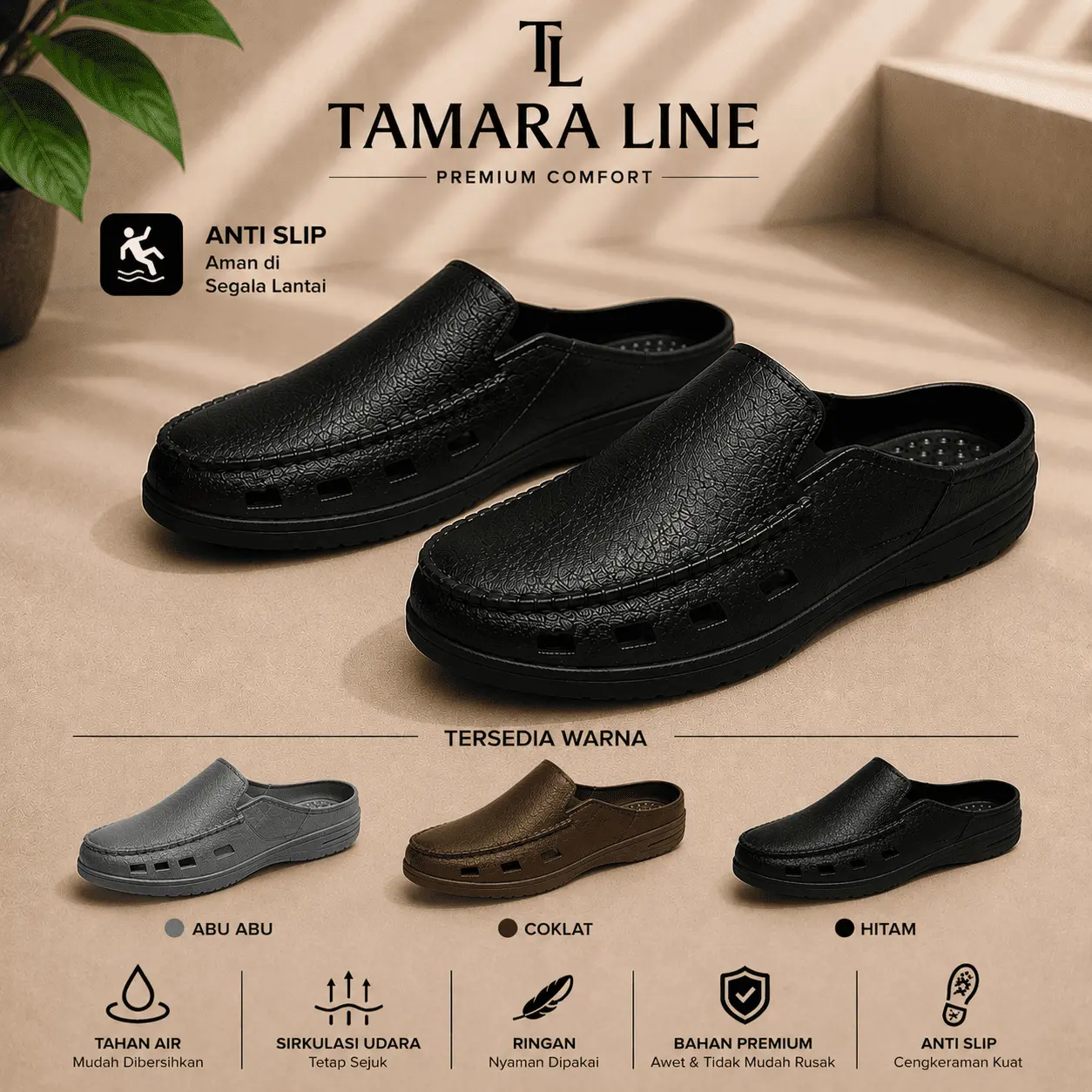 Sandal Selop Karet Pria Dewasa Tebal Empuk Anti Licin dan Tahan Air Nyaman Digunakan Cocok Untuk Kerja dan Santai bisa Cod Dan Grosir Tamara Line 186