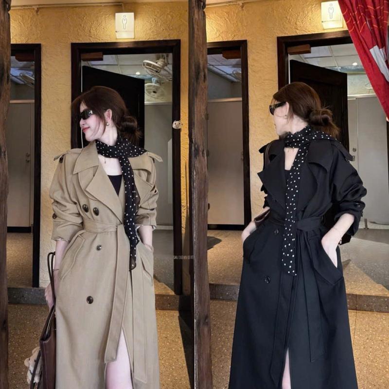 Mẫu mới - hàng chuẩn live Áo Măng Tô Dáng Dài 2 Lớp Chất Kaki Ép Mùng Dầy Dặn Đứng Phom Kèm Đai Dành Cho Nữ Dễ Mặc Mix Phối Đồ by T.LINH STORE 68