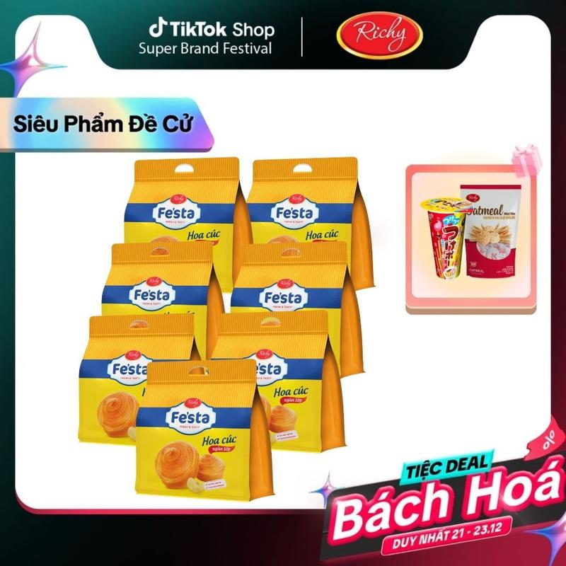   MUA 7 TẶNG 2 QUÀ   BÁNH TƯƠI - HSD 35 NGÀY  Bánh mỳ hoa cúc ngàn lớp Fe'star 120g  40g x 3 bánh  Ăn Vặt Snack Food 