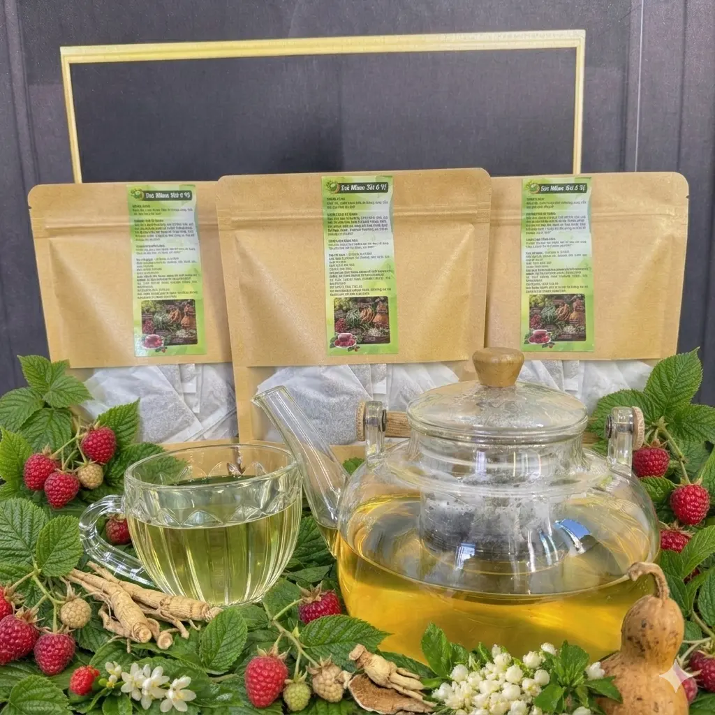 Trà Mâm Xôi 6 Vị Thơm Ngon - Mâm Xôi, Sâm Tố Nữ, Bầu Đất, Trinh Nữ Hoàng Cung, Hoa Nhài, Cỏ Ngọt - Tiệm Trà Tri Kỷ Nước trà chè tea
