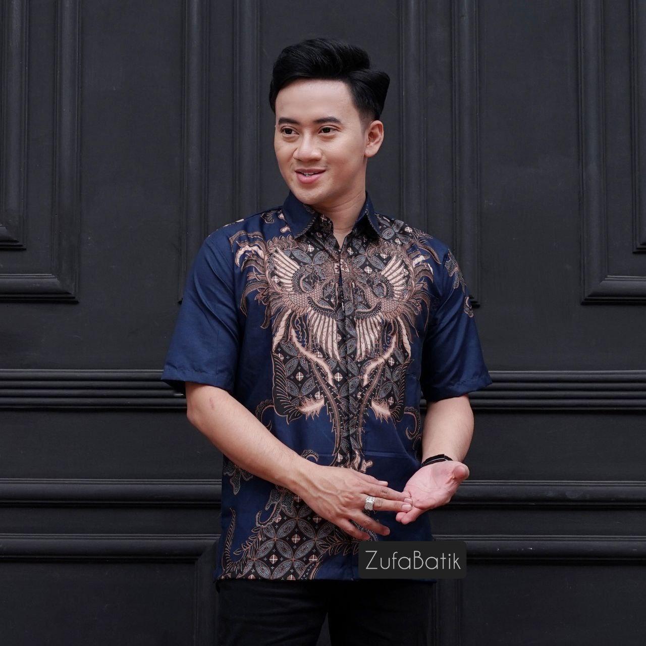 Kemeja Batik Pria Lengan Pendek Mewah / Baju Batik Terbaru 2025 Motif Rahwana Maron