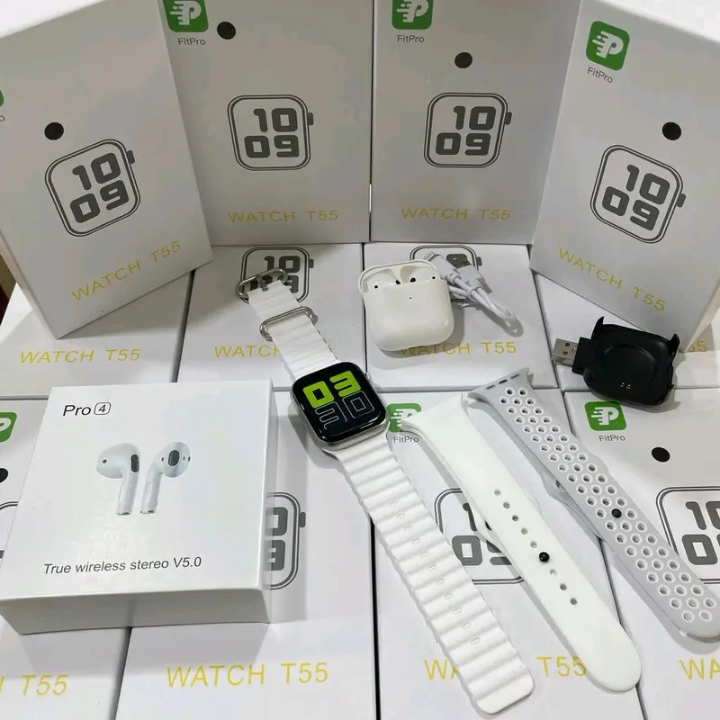 Smart Watch T55 Paket 3Strap&Tws Pro4 3