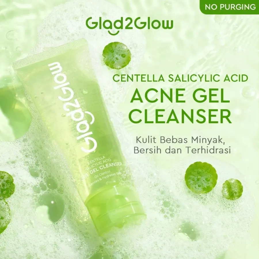Glad2Glow Centella Salicylic Acid Acne Gel Cleanser Facial Wash Face Wash Jerawat - Sabun Wajah