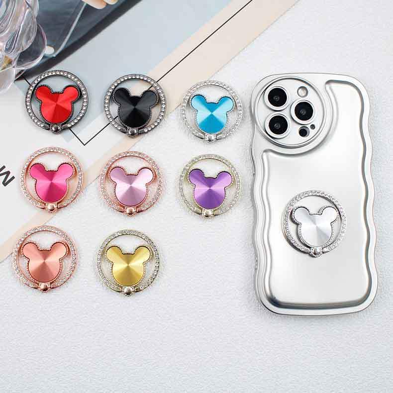 Product Introduction of 1pc Cute Mouse Diamond Cell Phone Ring Holder, Metal Kickstand Grip, Rotation Finger Grip For Phones, Phone Ring Holder Phone Stand Accessories Alloy Smartphone Mobile Portable Mount 15