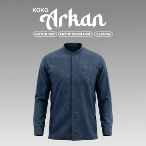 STYLELAKI - Koko Pria Arkan Slim Fit Lengan Panjang Motif | Nyaman Dipakai Ibadah Ramadhan - Dark Grey