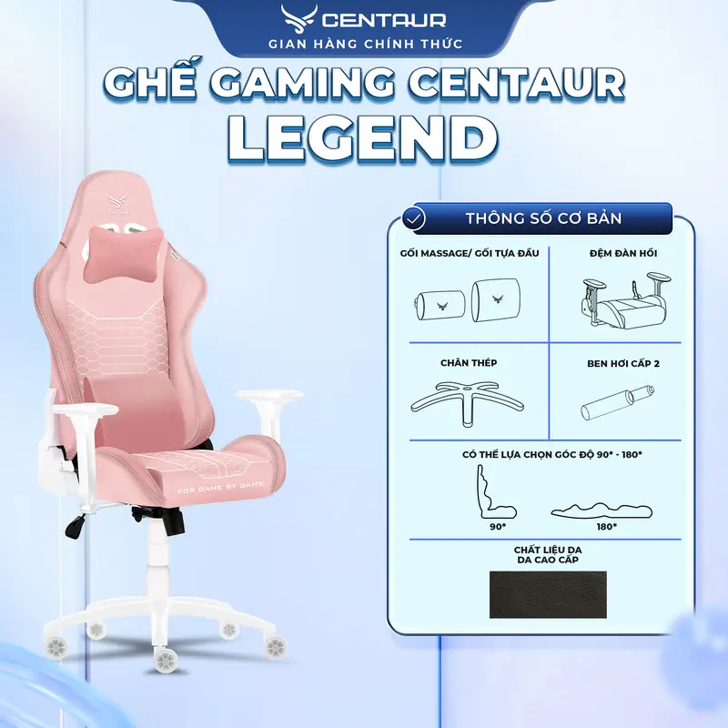 [ Tặng Chuột CT510X] Ghế Gaming Centaur Legend - Khung Thép Chắc Chắn, Da PU Cao Cấp, Cơ Ngả 180 Độ | Centaur Việt Nam 1