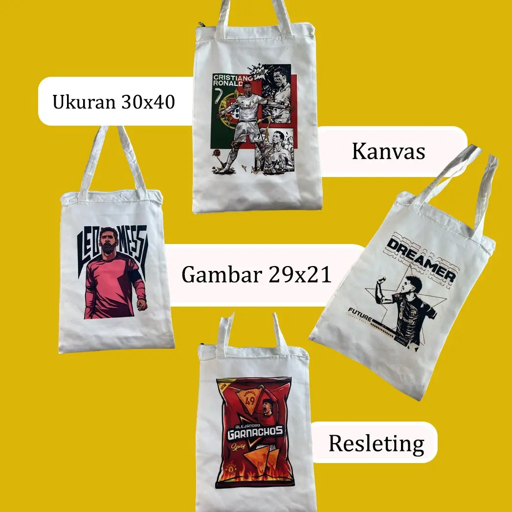 Tot Bag Kanvas Pemain Bola 30 x 40 Totebag