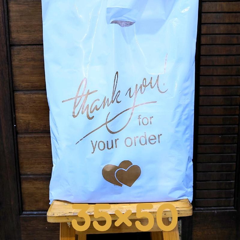 kantong plastik PE susu glossy UK 35×50 (isi 50 pcs) motif thank you 2