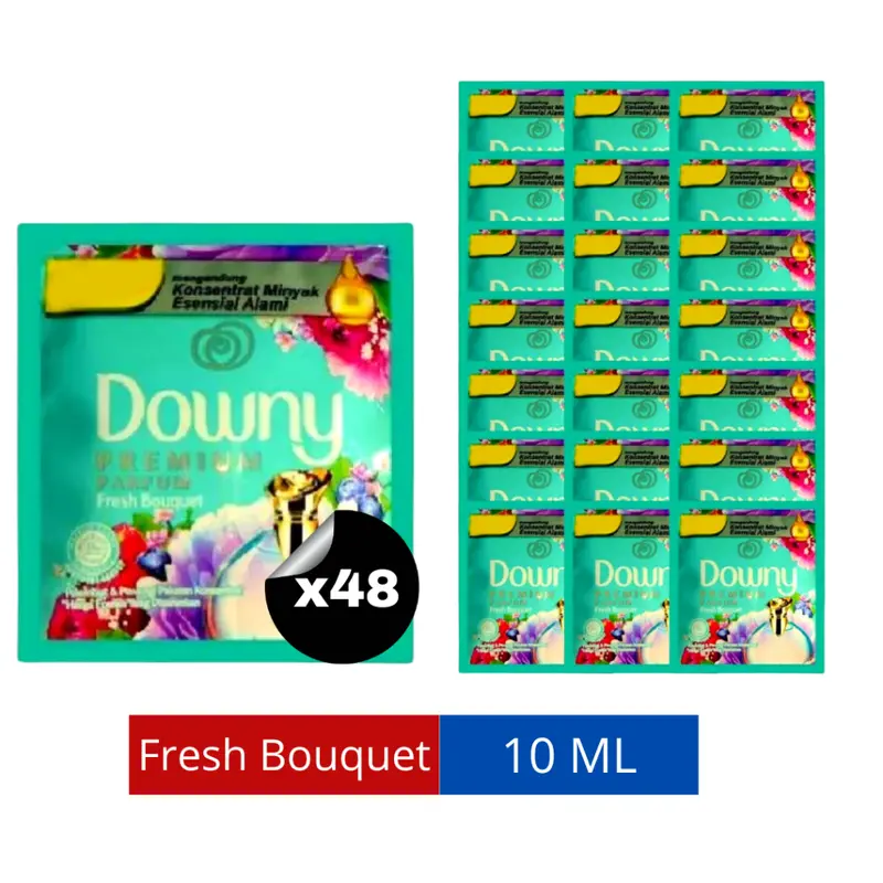 48 Pcs Downy 10 ml Paket Murah Pewangi & Pelembut Pakaian Downy Sunrise Fresh \ Floral Pink \ Sports Fresh \ Fresh Bouquet \ Adorable Bouquet \ French Lavender \ Passion \ Mystique \ Anti Apek Renceng 2
