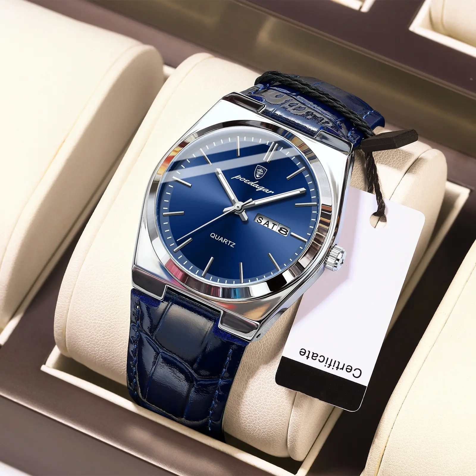 New, ultra-thin, men's watch, waterproof night light, fashionable, quartz watch, leather strap, calendar, student watch