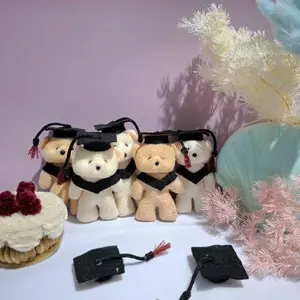 Boneka wisuda teddy bear ukuran 10cm warna coklat cream untuk penambahan buket Dolls Toys