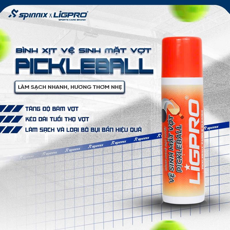 Spinnix Bình Xịt Vệ Sinh Vợt Pickleball Ligpro Bọt Tuyết Nano Bạc Hỗ Trợ Làm Sạch Và Chống Trầy Mặt Vợt