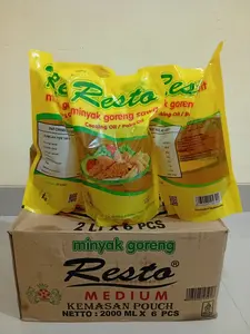 Resto MINYAK GORENG RESTO KEMASAN 2LTR PERCARTON ISI 6 POUCH Oil Masakan Ideal untuk Restoran & Rumah Kualitas Tinggi BPOM - Salmon