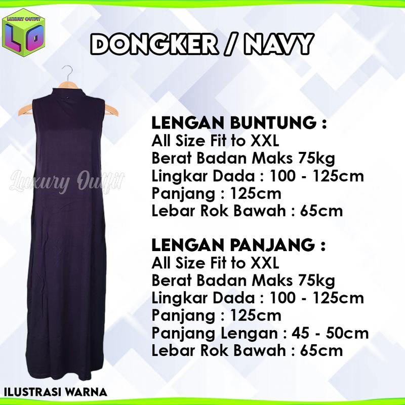 Baju Manset Gamis Tangan Panjang & Tanpa Lengan Wanita Kerah Leher Turtle Neck Polos Inner Long Dress Dalaman Perempuan Warna Kulit Bahan Rayon Spandek Kaos Daleman Cewe Hijab Dewasa Anak Pendek Mangset Atasan Cewek Jumbo Big Size LD 120 130 140 Prem 4