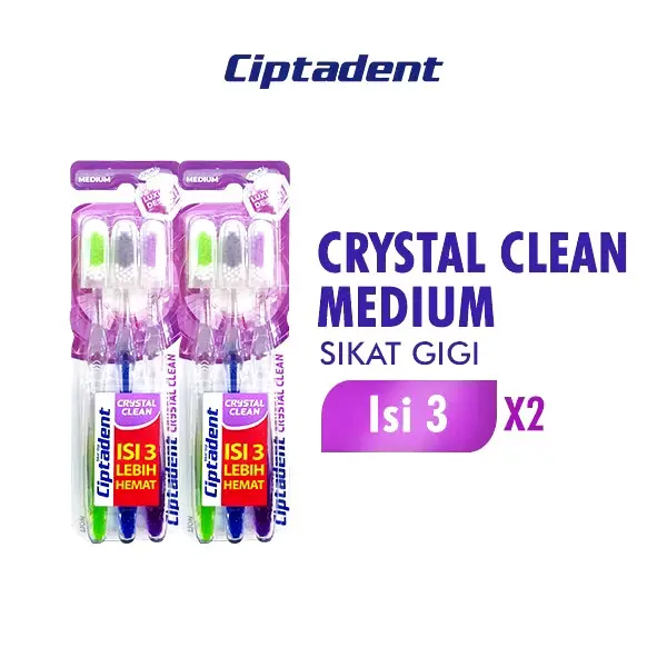 (Paket Isi 2) Ciptadent Sikat Gigi Crystal Clean Isi 3pcs - sikat gigi dewasa