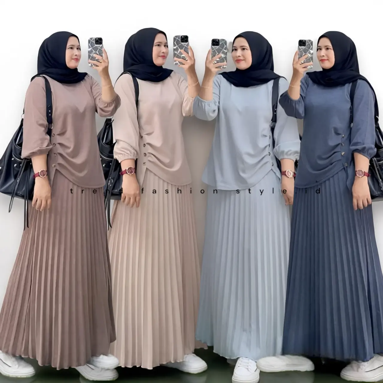 Setelan Modis TISSA SET Rok Plisket Ld 100-120cm Setelan Pakaian Muslimah Bahan Kaos Aster Tebal Halus OOTD Fashionstyle