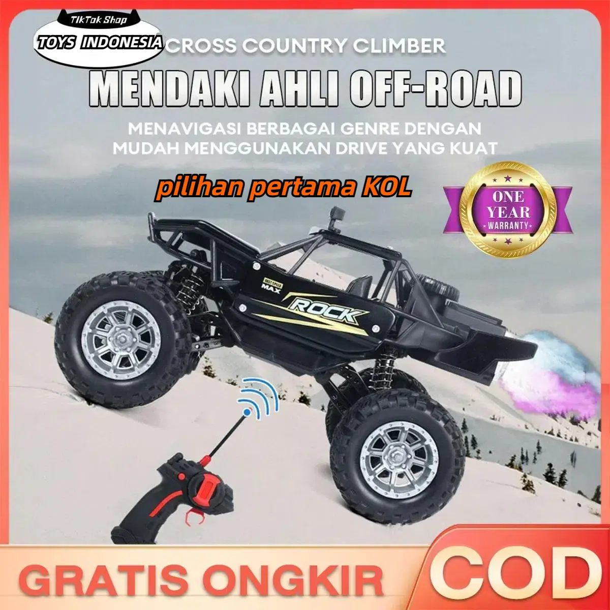 [TOYS INDONESIA]2WD All-Terrain RC Off-Road Car with Water Spray Function & Durable Alloy Metal Frame - Remote Control Vehicle, Waterproof Design, Multi-Surface Tires for Extreme Adventures