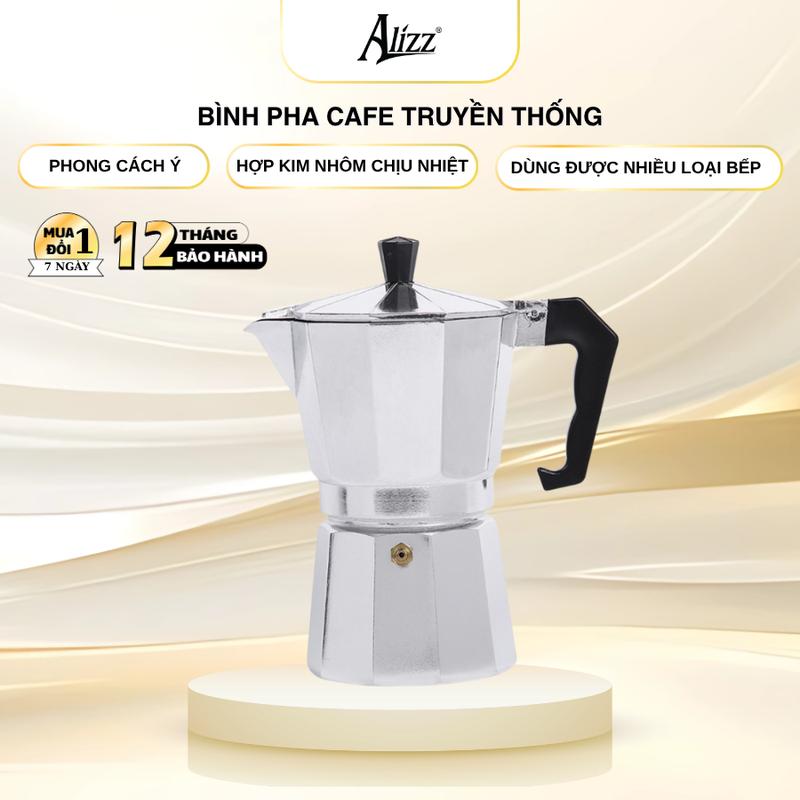 Bình Pha Cà Phê Moka Có Van Nhôm Chống Văng Ấm Siêu Tốc Cà Phê Kiểu Ý Tại Nhà ALIZZ