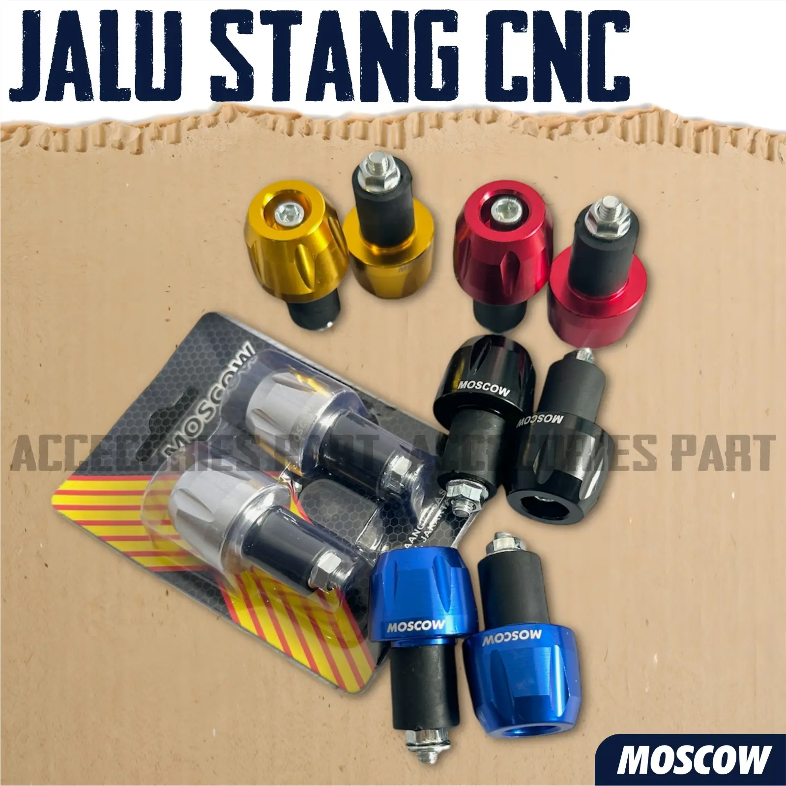 MOSCOW JALU STANG MOTOR CNC PREMIUM UJUNG STANG BISA UNTUK SEMUA MOTOR ( UNIVERSAL ) TINGGAL COCOKAN SAJA INCLUDE NUT FLANGE, KARET, BAUT SET SEPASANG JALU STANG KANAN KIRI MODEL ORIGINAL