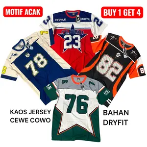 Paket Hemat 4 Pcs 100 Ribu Kaos Jersey Dryfit Milano Pria Wanita Model Terbaru Motif Acak Sport Sublimasi Bahan Dryfit