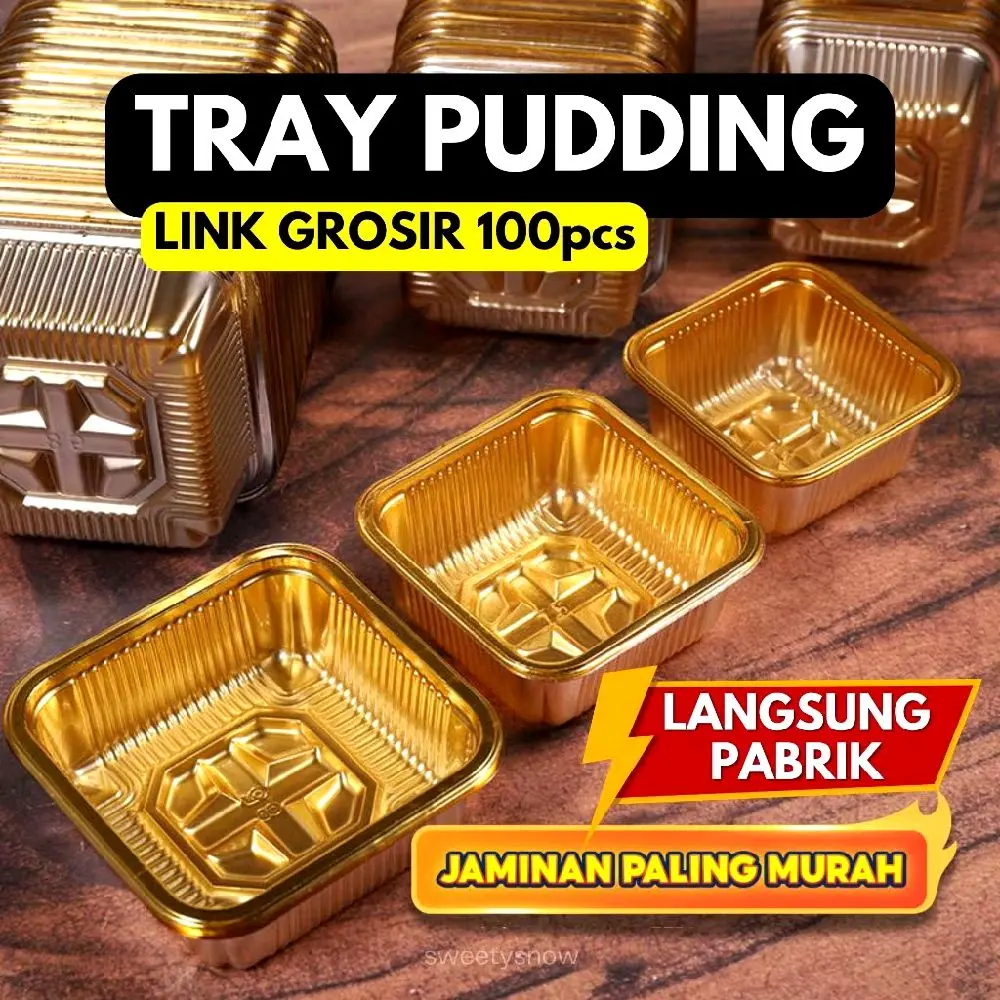 [GROSIR 100PCS] TRAY PUDDING GOLD isi 100 pcs / MIKA PUDING MINI / Tray Mooncake 7cm 7.5cm 6.5cm Tray Dessert Gold / Mika Gold
