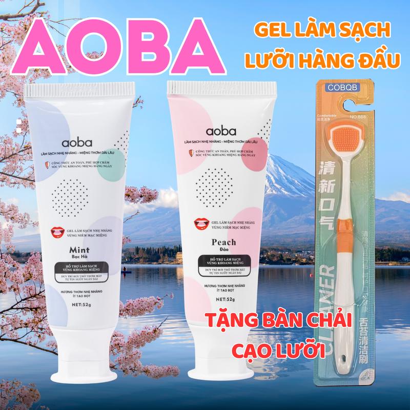 Gel làm sạch lưỡi Vệ sinh lưỡi sạch Aoba Hương Bạc Hà và Hương Đào (Tặng bàn chải lưỡi)