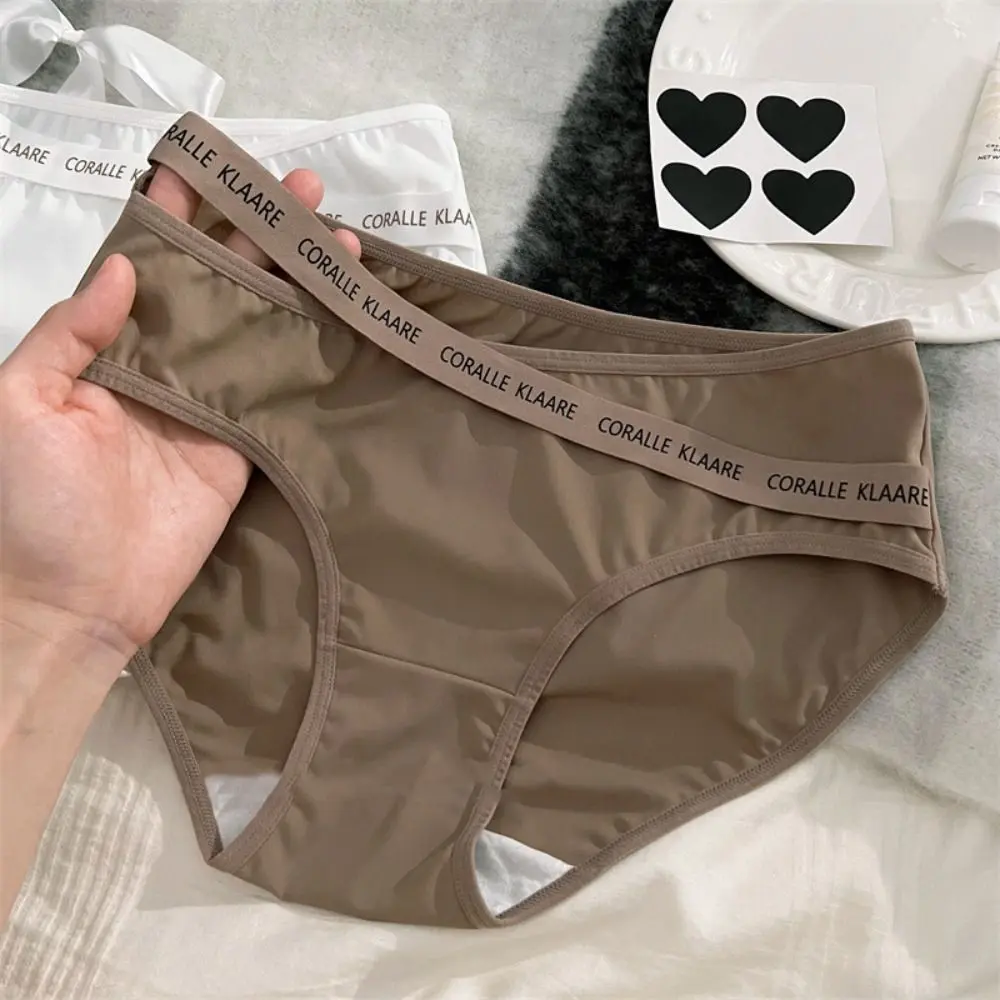 Underwear Letter Ice Silk Panties Ultra Thin Soft Middle Waist Briefs Cotton Crotch Japanese Style Seamless Lingerie Girls
