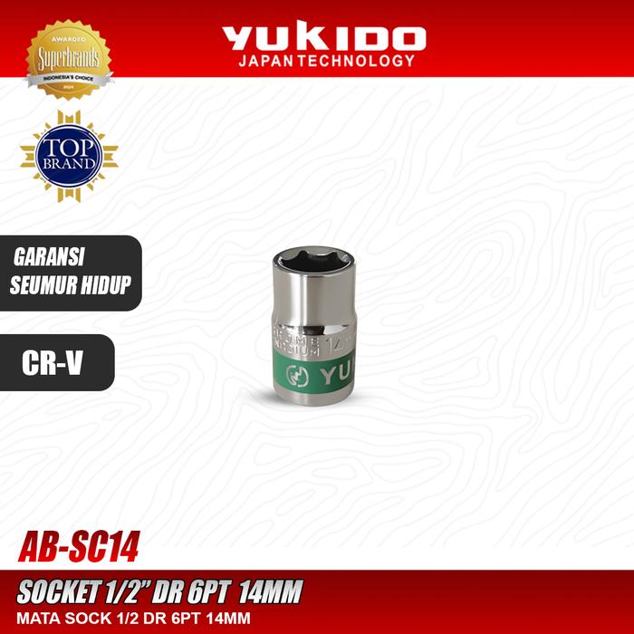 Gambar Yukido Mata Sock 1/2" DR 6PT 14MM - Socket 1/2" 6PT 14MM Yukido AB-SC14 dari PT. YUKIDO POWER TEKNIK Kab. Tangerang Tokopedia
