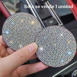 Posavasos de lujo para coche con bling, decoración antideslizante de diamantes de imitación, ajuste universal para la mayoría de los coches, fácil de limpiar, accesorio duradero y de larga duración