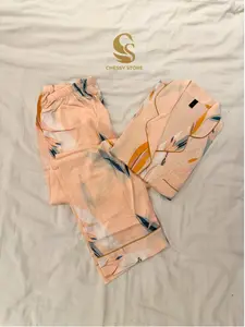 Chessy Store Baju Tidur Wanita Piyama Snow Silk Premium Adem Flower dengan Daun Elegan