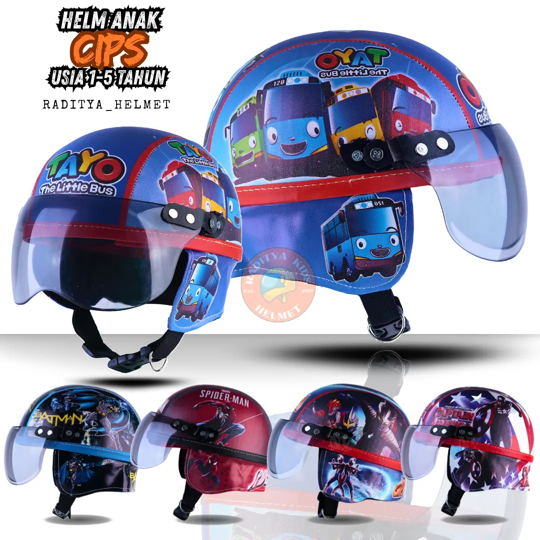 promo helm anak cips retro motif untuk usia 1-4 tahun