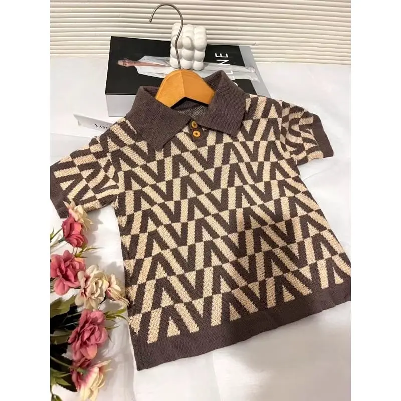 Atasan Polo Rajut Premium Motif V Unisex - Usia 1-6 Tahun - Fashion 6